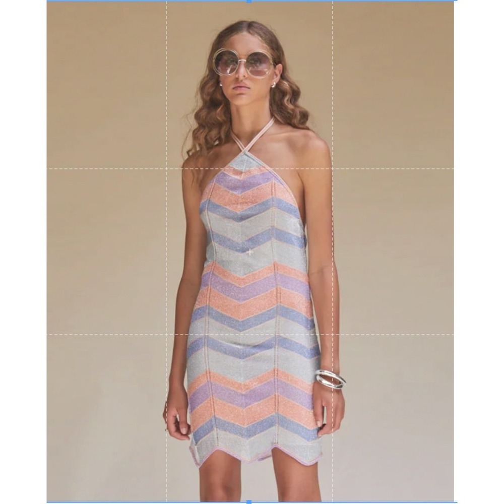 SUBOO - KIKI CHEVRON HALTER MINI DRESS Size Medium NWT